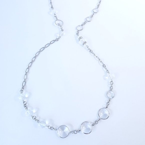 Ann Taylor Clear Stone Fireball Link Toggle Necklace  NWOT $59.50 - Picture 9 of 11